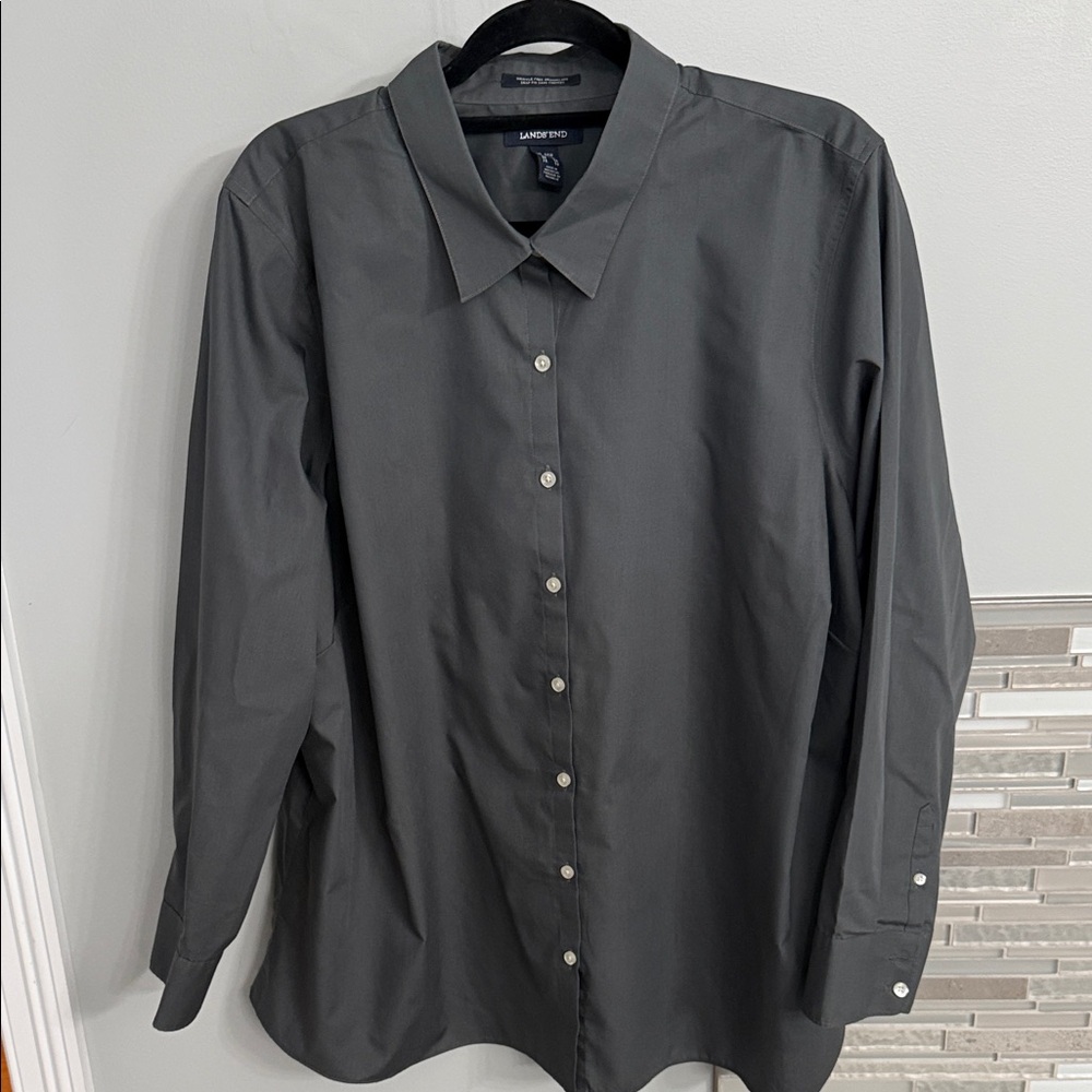 Lands' End Dark Gray Blouse